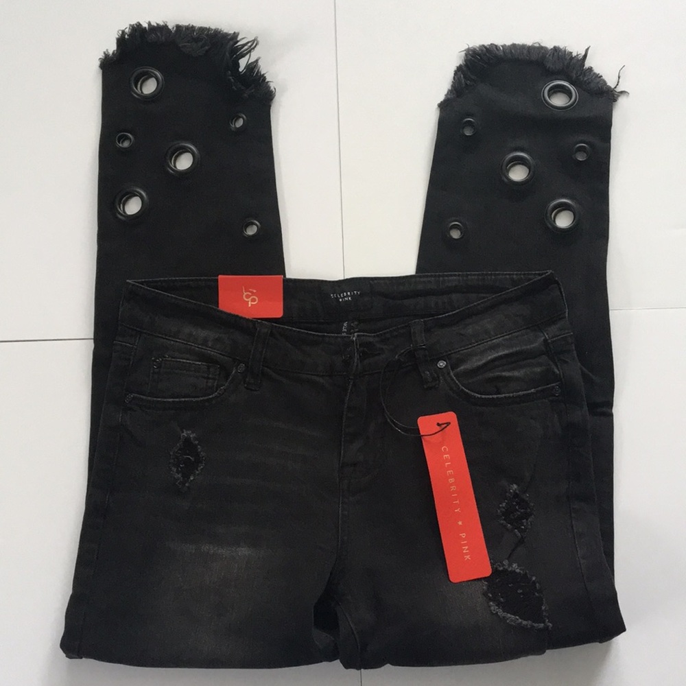 CP Distressed Ankle Jeans with Grommets